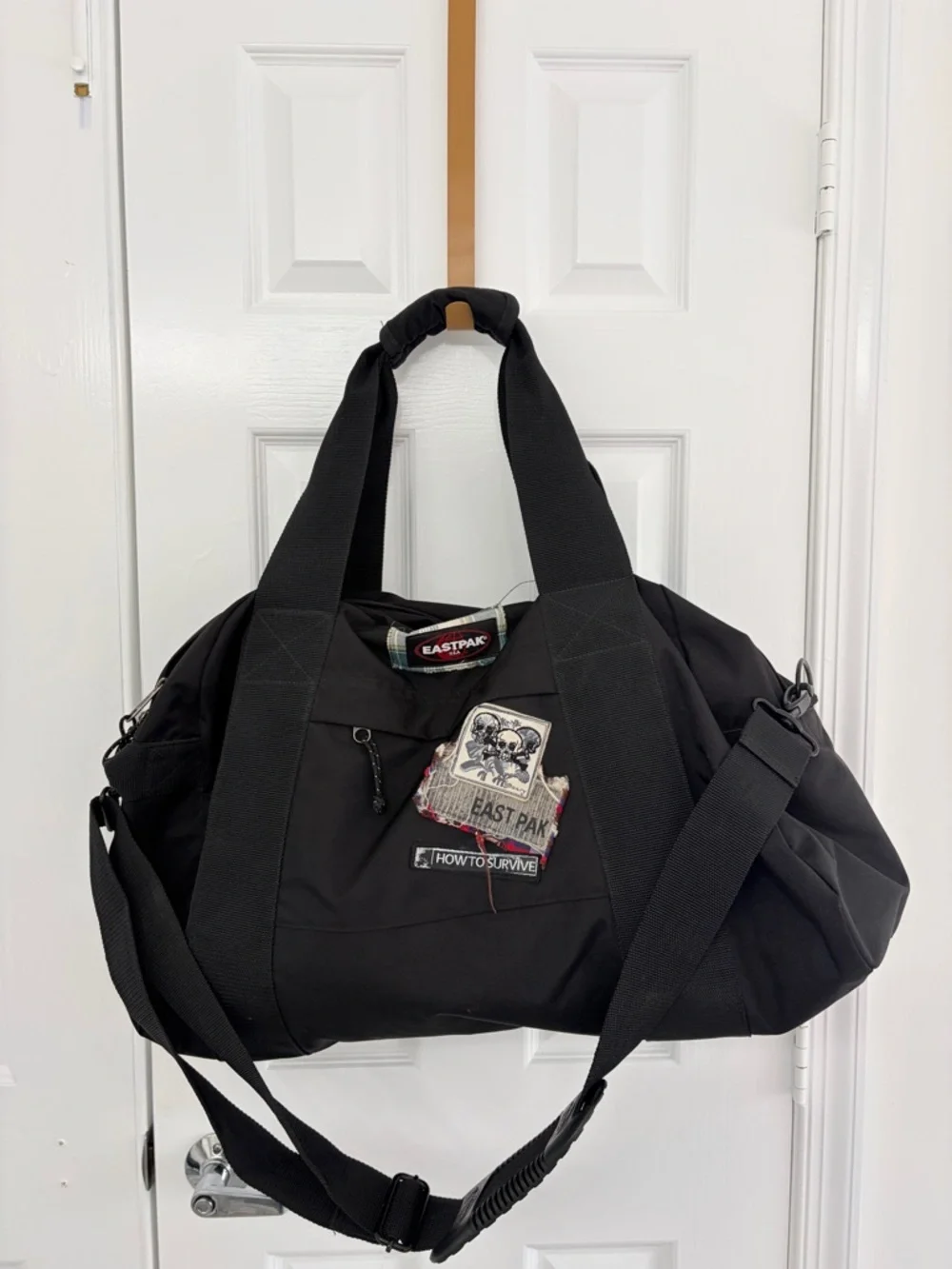 Rare Eastpak How To Survive Skull Patch Duffle Bag•Goth•Grunge•Travel Ready•GUC
